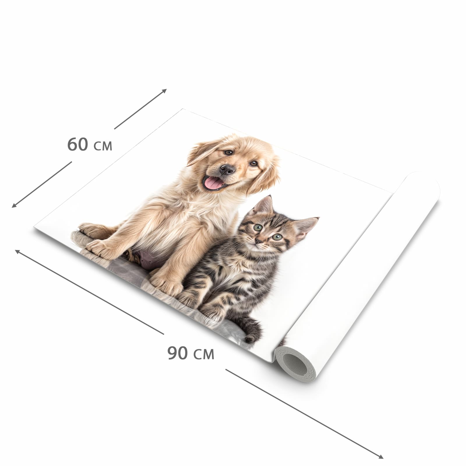 Langlebiger Teppich für Küche mit Motiv Katze und Hund in der Grösse 80x280 cm