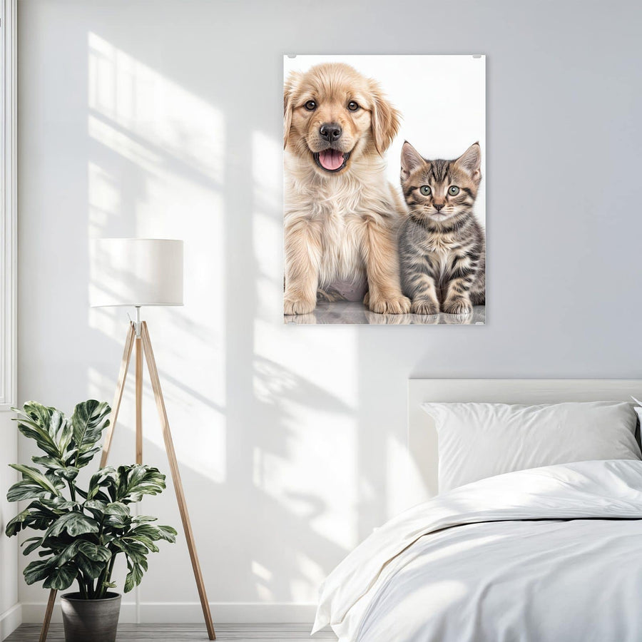 Maße Wandbild - Retriever und Kätzchen - Hochformat