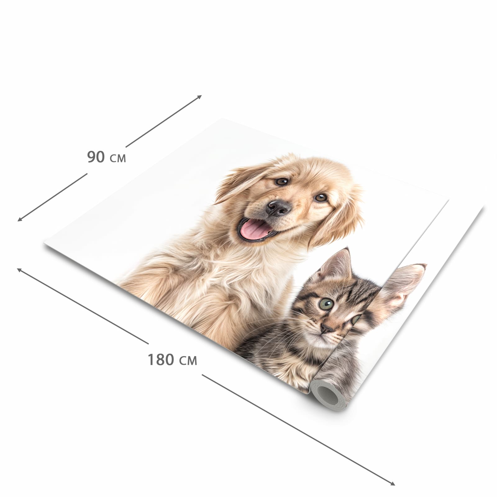 Bodenschonender Küchenteppich mit Motiv Katze und Hund in der Grösse 80x280 cm