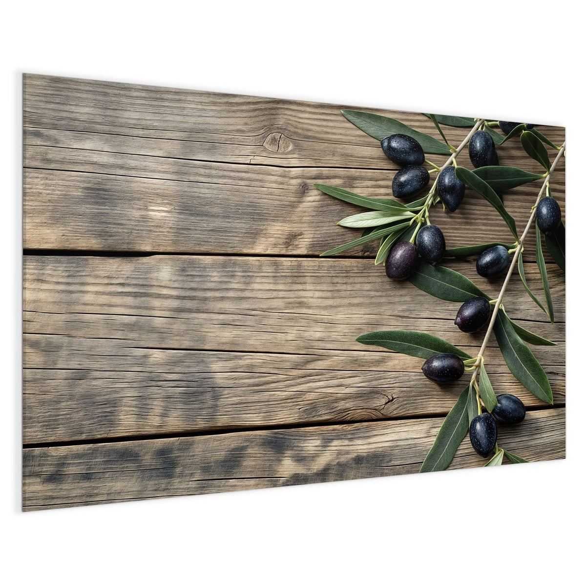 4 mm Glas statt lackiertem Blech – Magnettafel - Holztisch mit Oliven