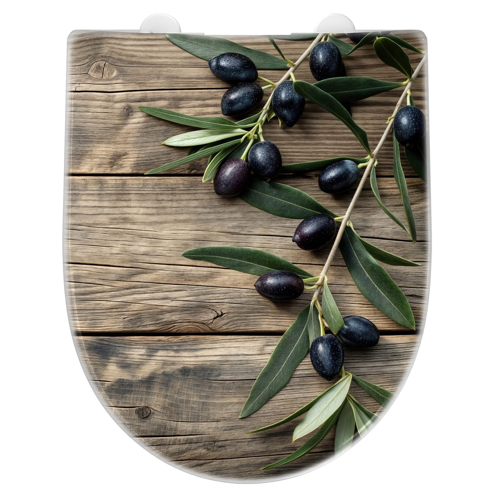 WC-Sitz mit Absenkautomatik Holztisch mit Oliven