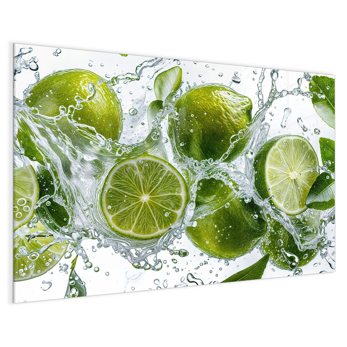 4 mm Glas statt lackiertem Blech – Magnettafel - Limetten mit Blättern