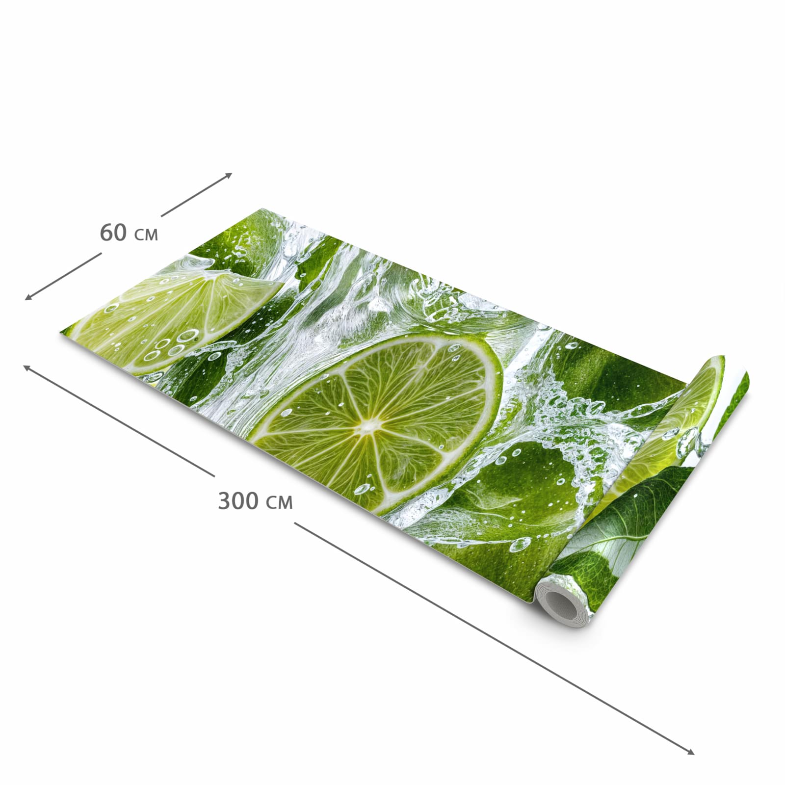 Rutschfester Bodenläufer Teppich mit Motiv Spritzige Limetten in der Grösse 80x250 cm