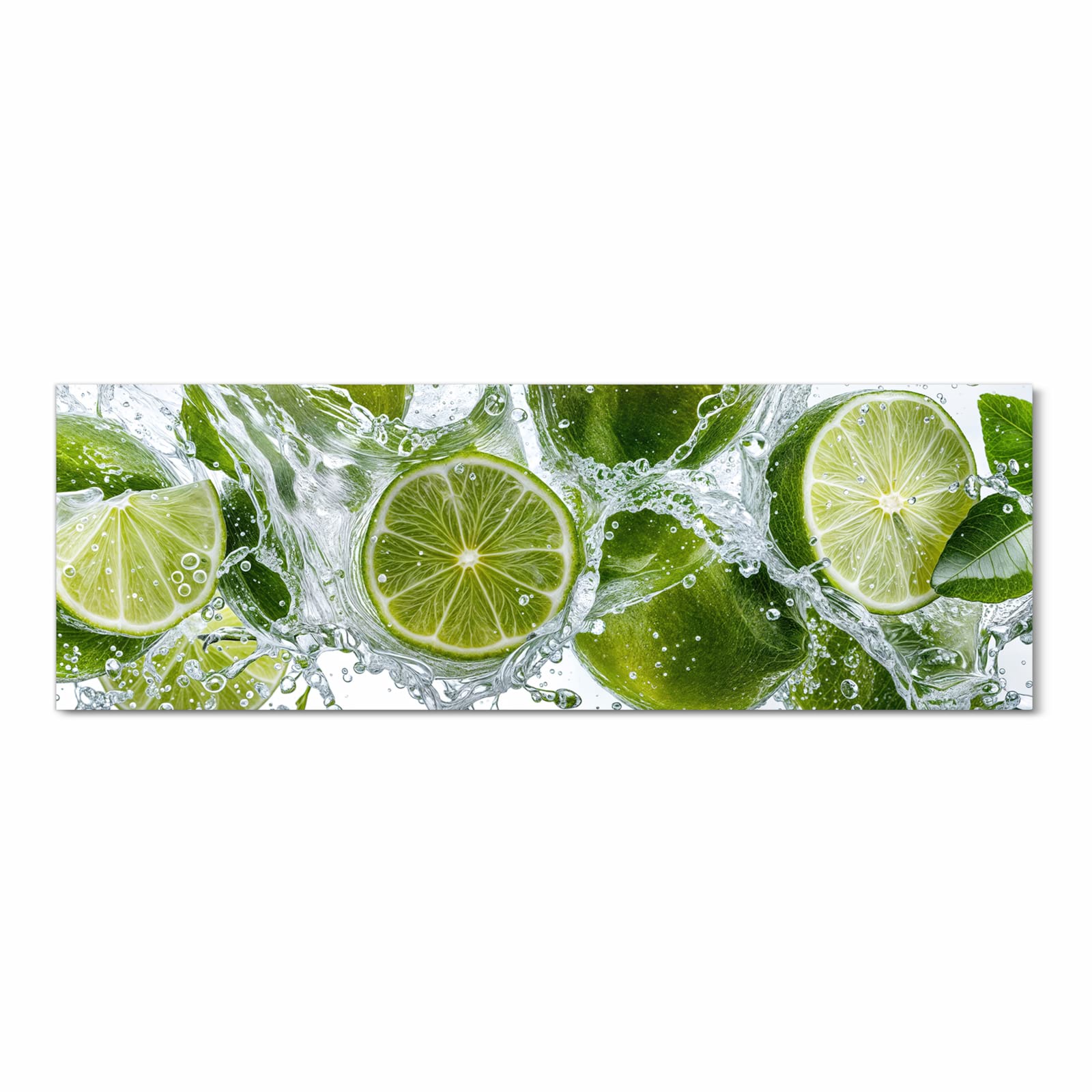 Geräuschdämpfender Küchenteppich mit Motiv Spritzige Limetten in Frontansicht