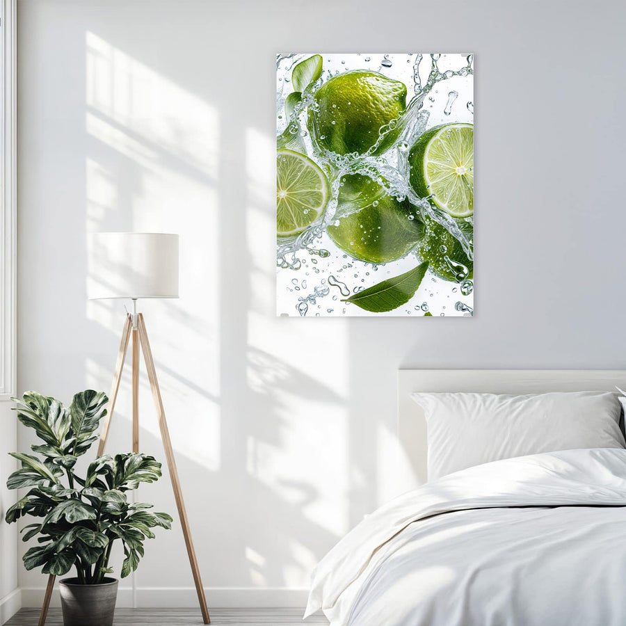 Maße Wandbild - Limetten mit Blättern - Hochformat