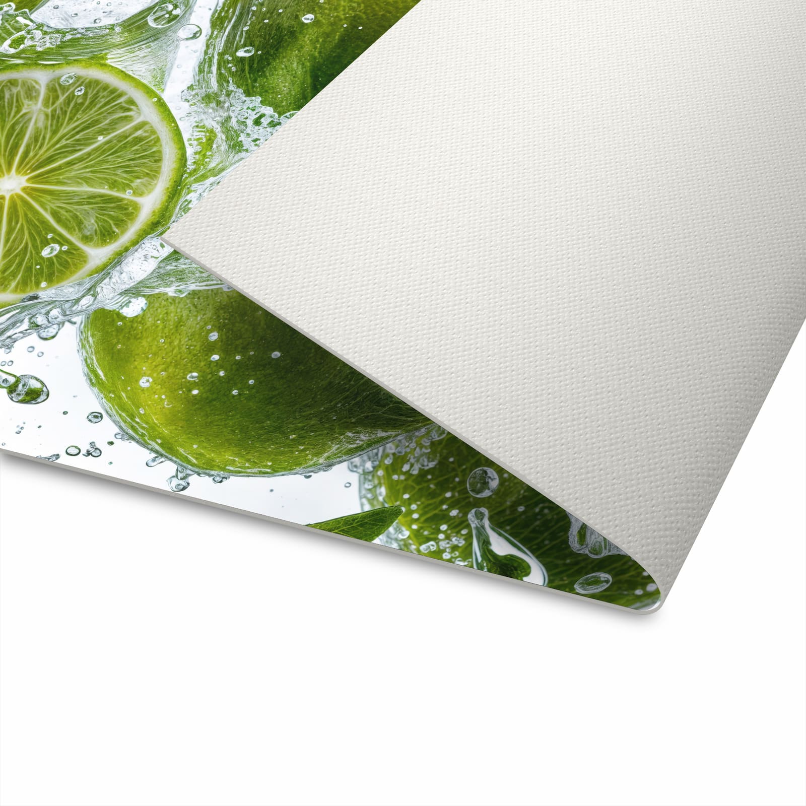 Farbbeständiger waschbarer Küchenläufer mit Motiv Spritzige Limetten in der Unterseite