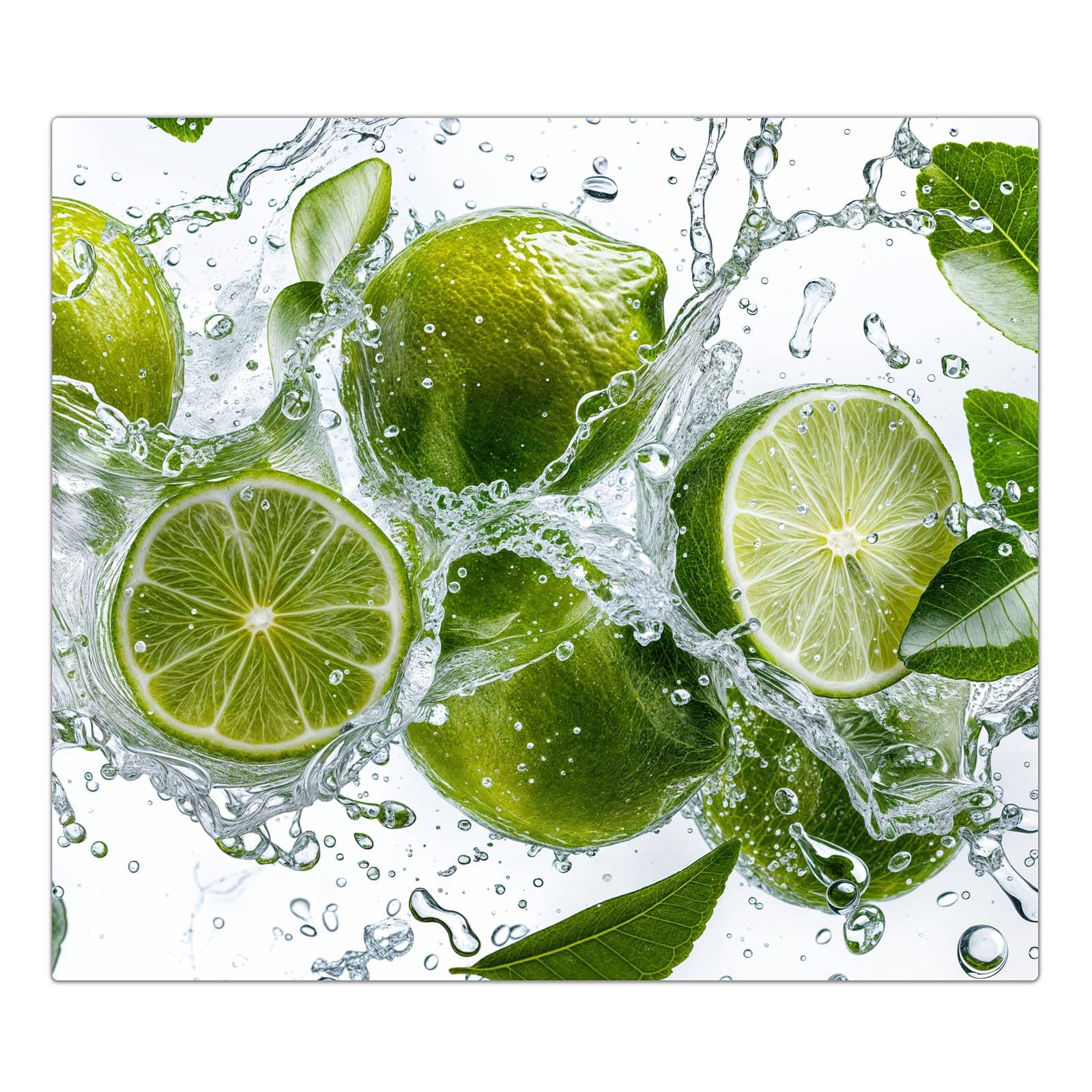 1-teilige Ceranfeld Abdeckplatten mit Spritzige Limetten-Motiv in der Frontansicht #grösse_1-Teilig (60x52cm)