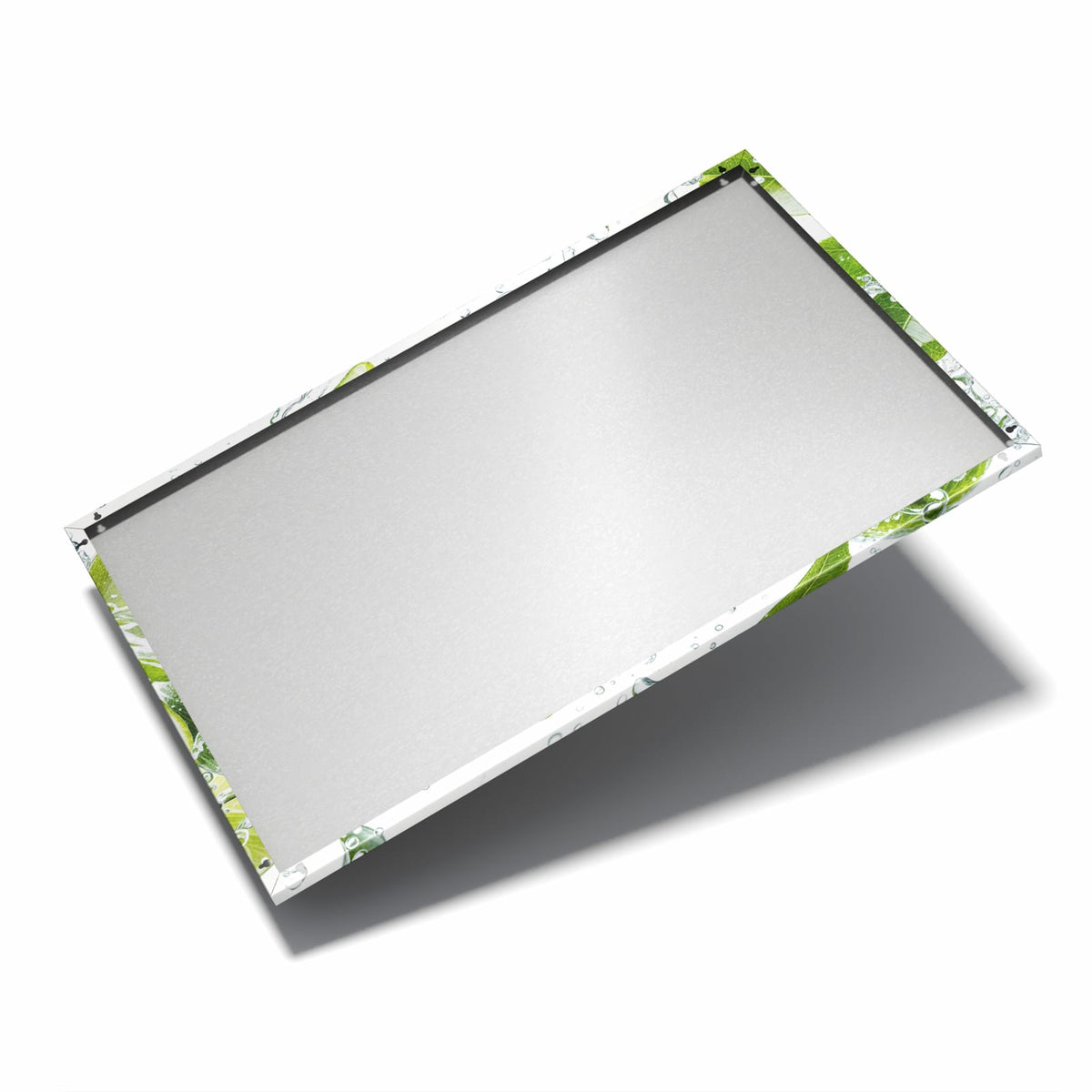 Nur 7 mm – liegt eng an der Wand – Metall Magnettafel - Limetten mit Blättern