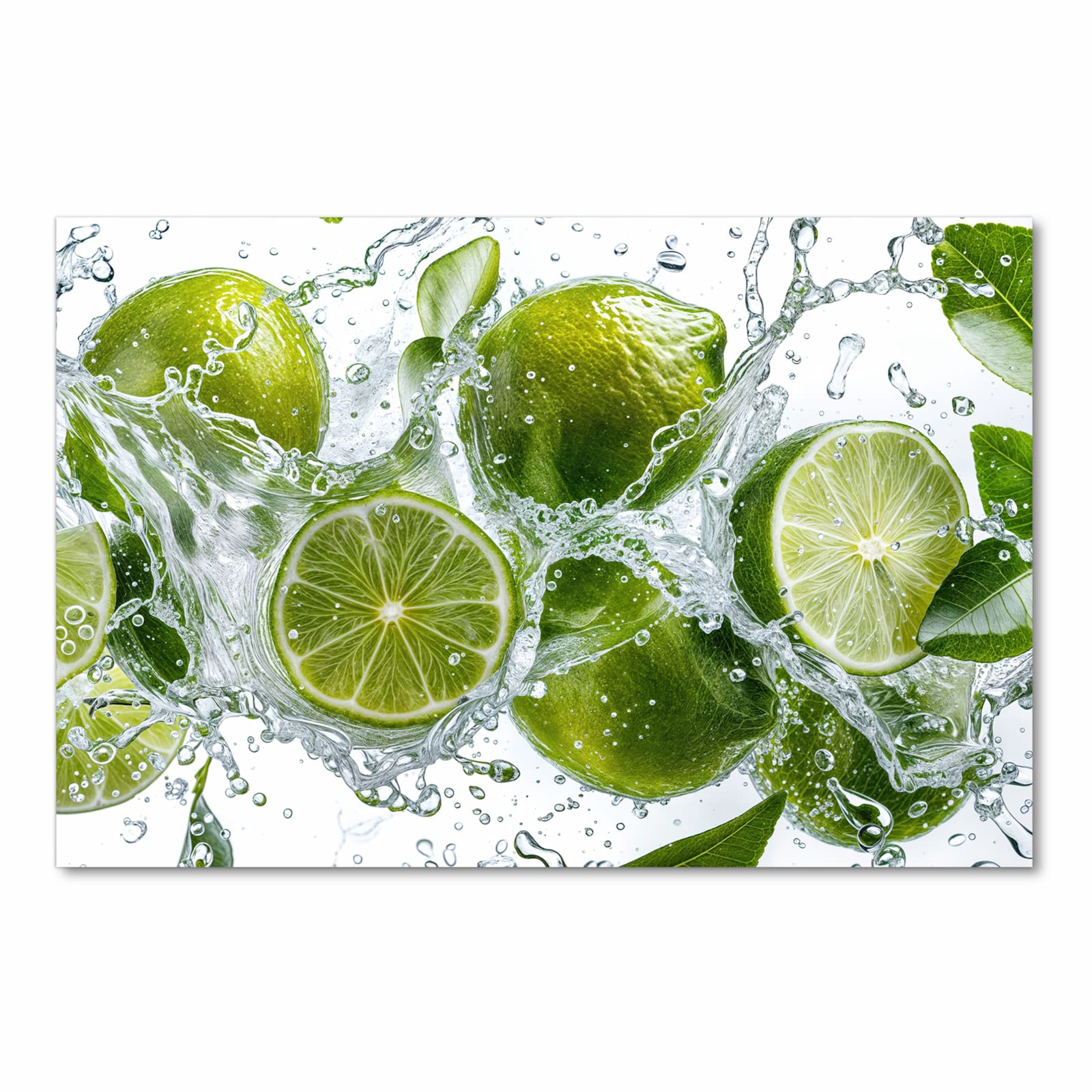 Wasserabweisender rutschfester Küchenteppich mit Motiv Spritzige Limetten in Frontansicht