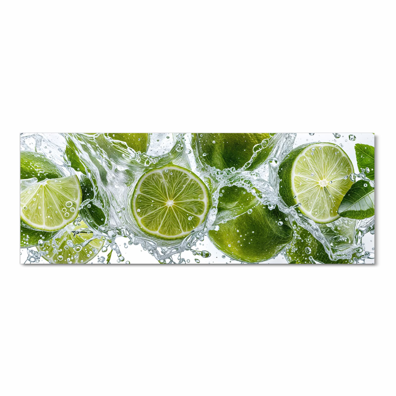 Langlebiger waschbarer Küchenläufer mit Motiv Spritzige Limetten in Frontansicht