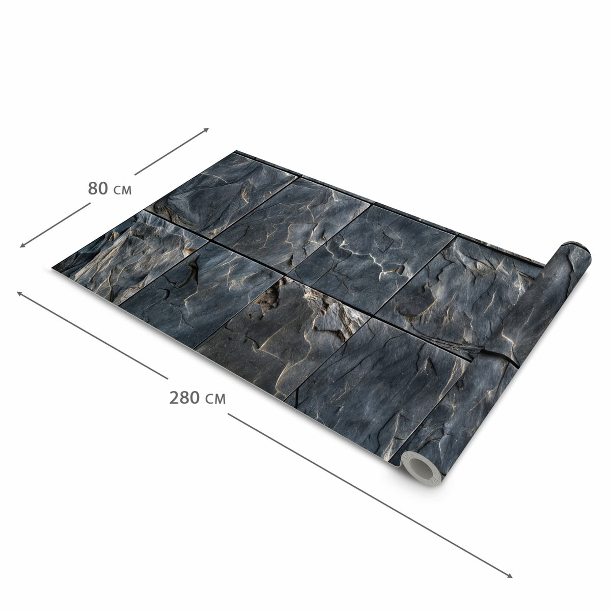 Pflegeleichter Läufer Eingangsbereich mit Motiv Schieferfliesen in der Größe 80x250 cm