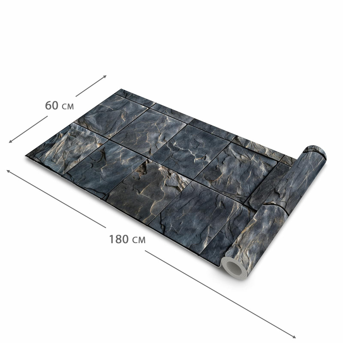 Waschbarer Küchenteppich mit Motiv Schieferfliesen in der Größe 80x250 cm für Trittkomfort