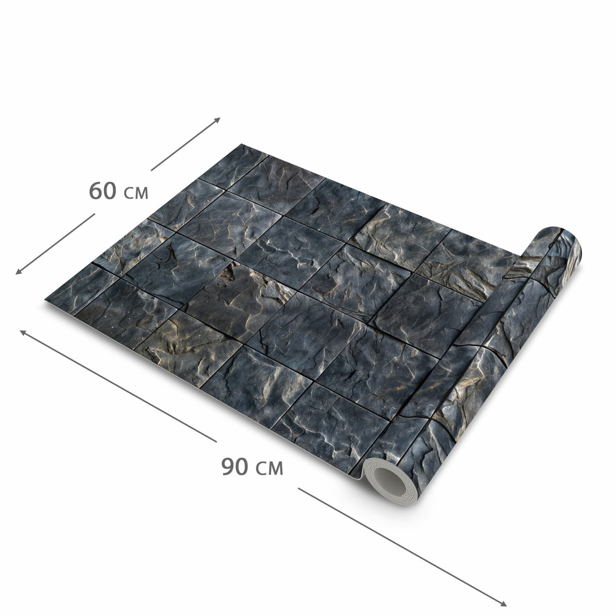Geruchsneutraler waschbarer Küchenläufer mit Motiv Schieferfliesen in der Grösse 80x250 cm