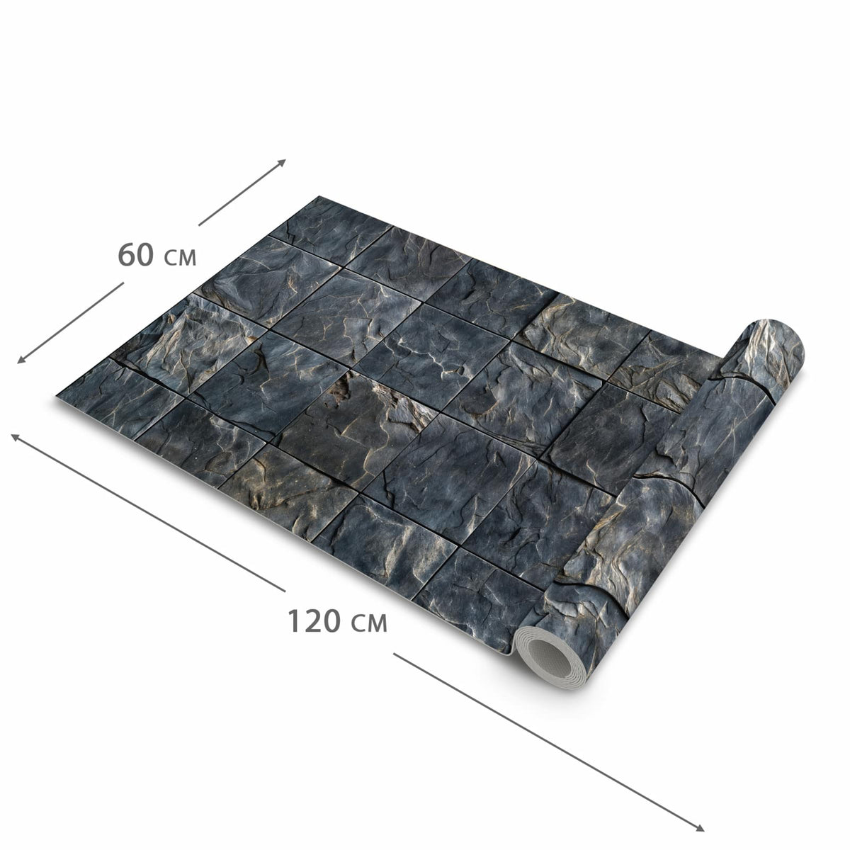 Abriebfester Küchenläufer mit Motiv Schieferfliesen in der Grösse 80x250 cm