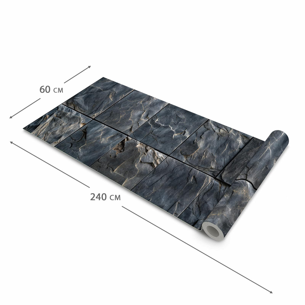 Wasserabweisender Küchenläufer mit Motiv Schieferfliesen in der Grösse 80x250 cm
