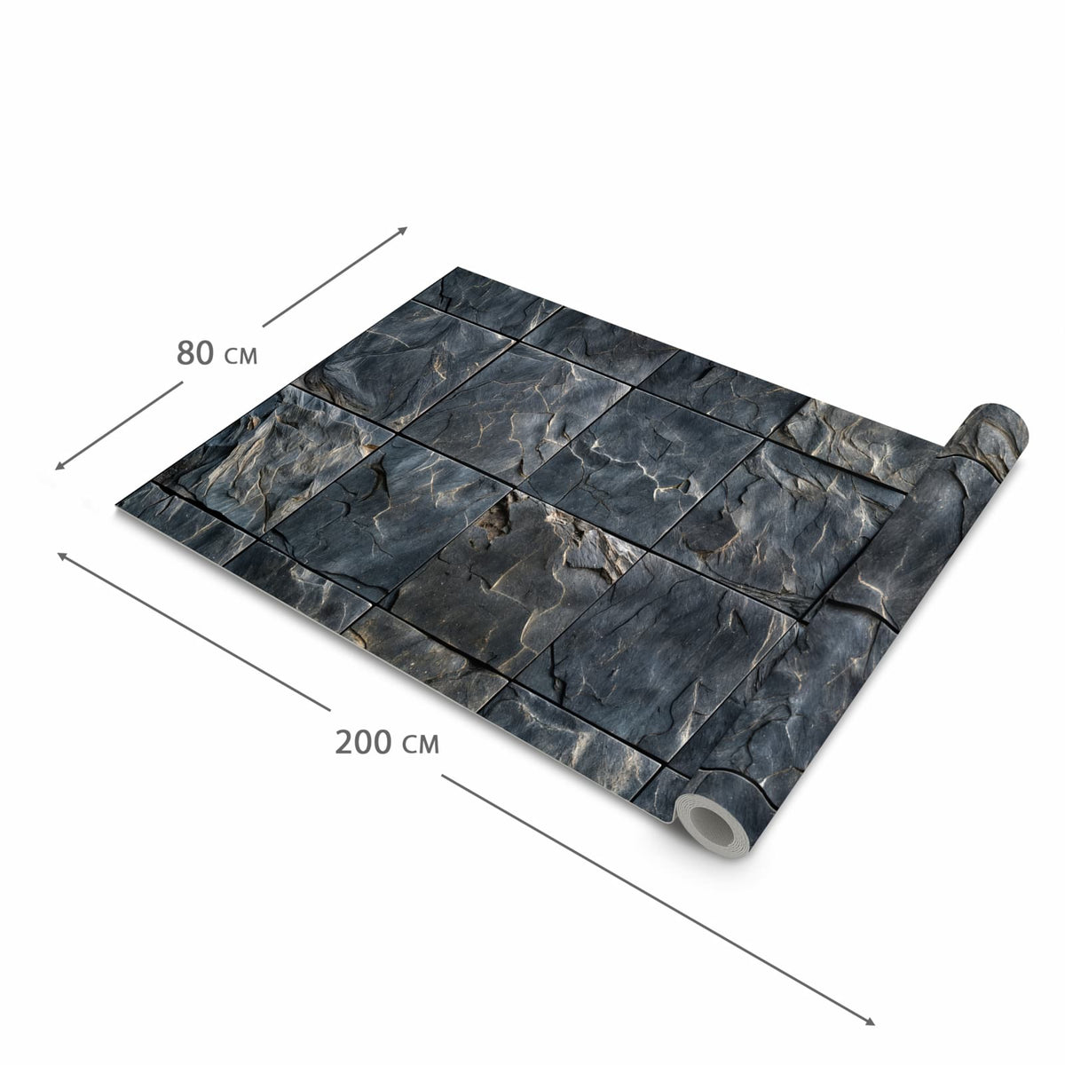 Langlebiger waschbarer Küchenläufer mit Motiv Schieferfliesen in der Größe 80x250 cm