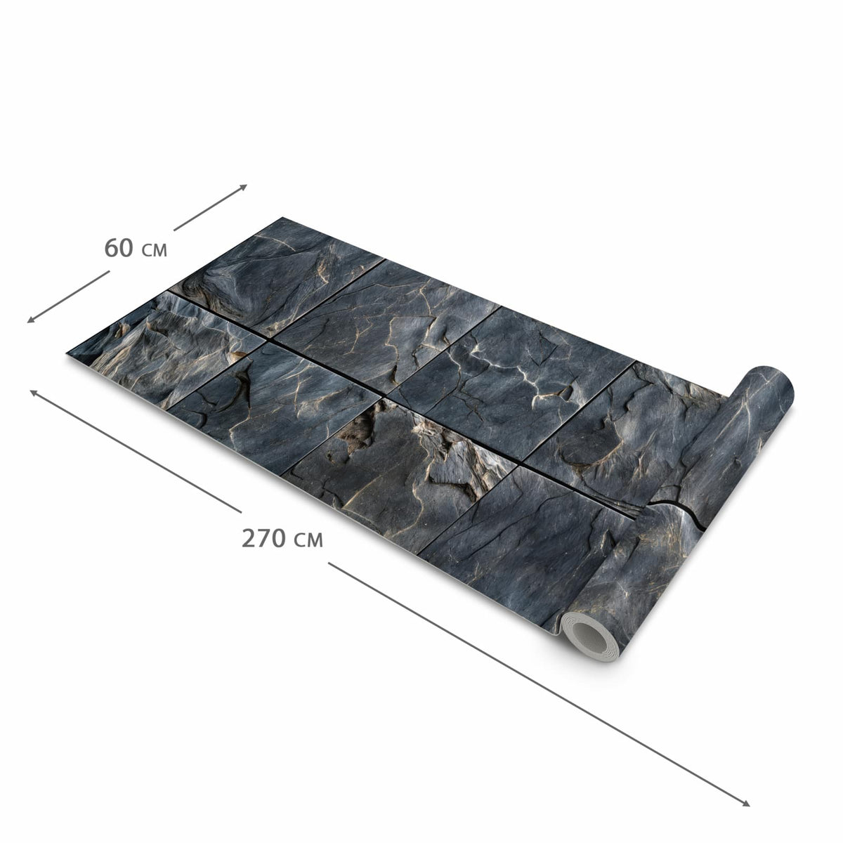 Fleckenresistenter Küchenläufer mit Motiv Schieferfliesen in der Grösse 80x250 cm