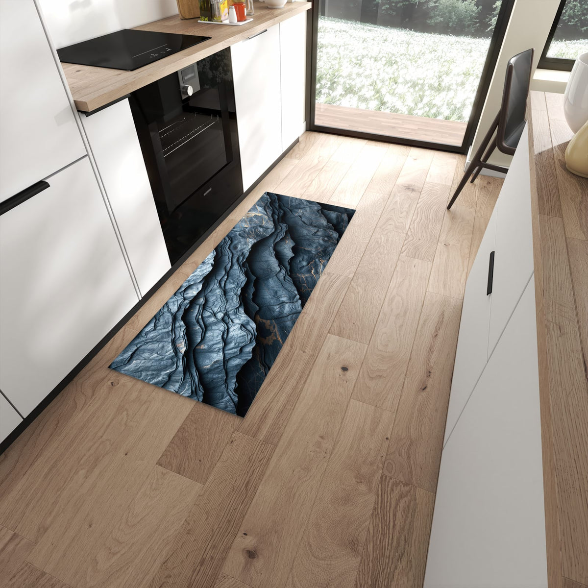Farbbeständiger waschbarer Küchenläufer mit Motiv Gefaltete Texturen in moderner Küche #grösse_60 x 150 cm
