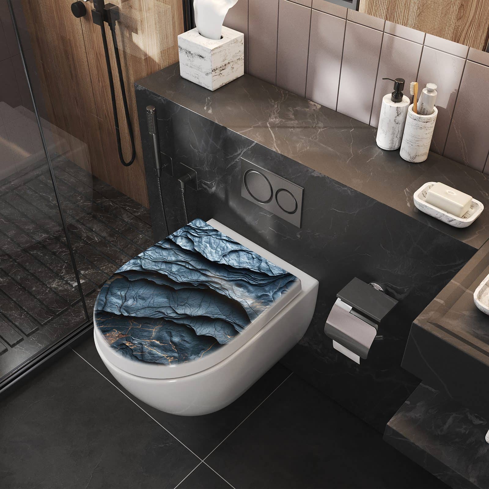 WC-Sitz mit Absenkautomatik Gefaltete Texturen