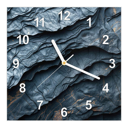 Wanduhr Quadratisch mit dem Motiv Blaue Gesteinsschichten