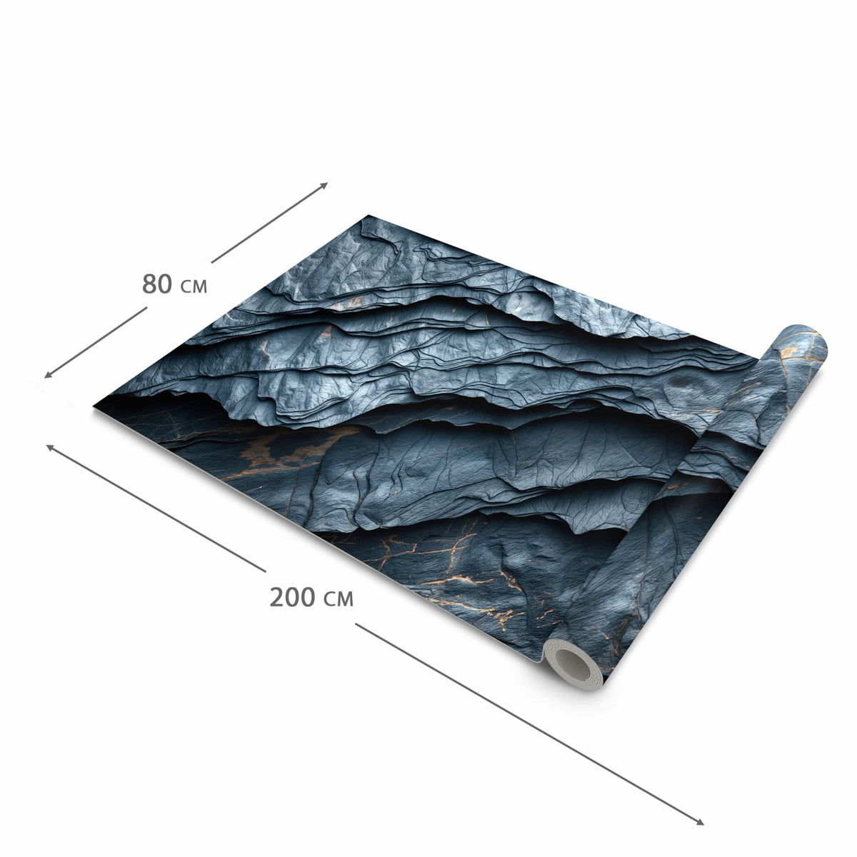 Bodenschonender Küchenteppich mit Motiv Gefaltete Texturen in der Grösse 80x250 cm