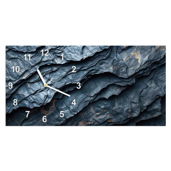 Wanduhr Gefaltete Texturen aus Glas – Querformat 60 × 30 cm mit Ziffernblatt Modern