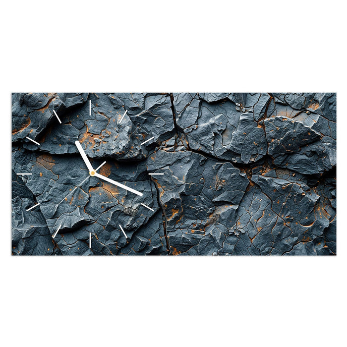 Wanduhr Gesteinsformation aus Glas – Querformat 60 × 30 cm mit Ziffernblatt Linie