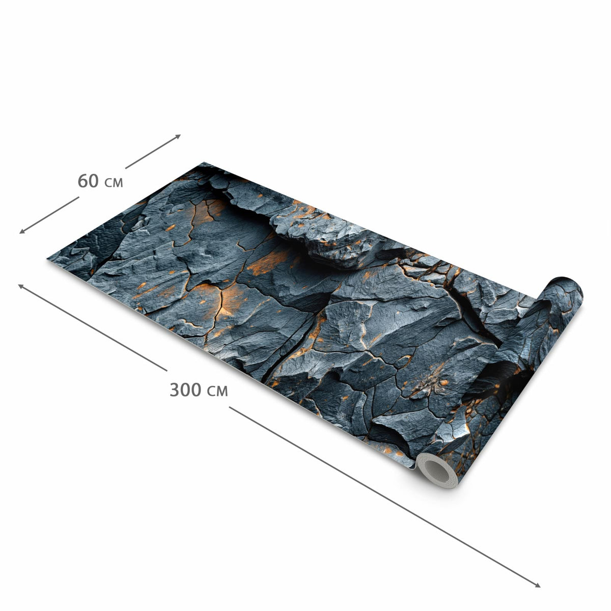Langlebiger rutschfester Küchenläufer mit Motiv Gesteinsformation in der Grösse 80x200 cm