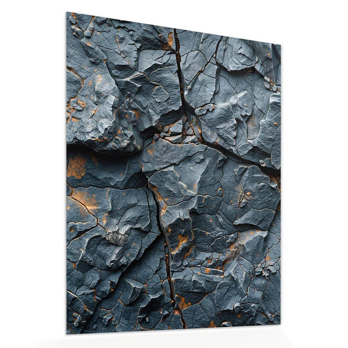 Echtglas, 4 mm – kein Acryl, keine Folie – Wandbild - Zerklüfteter Fels - Hochformat