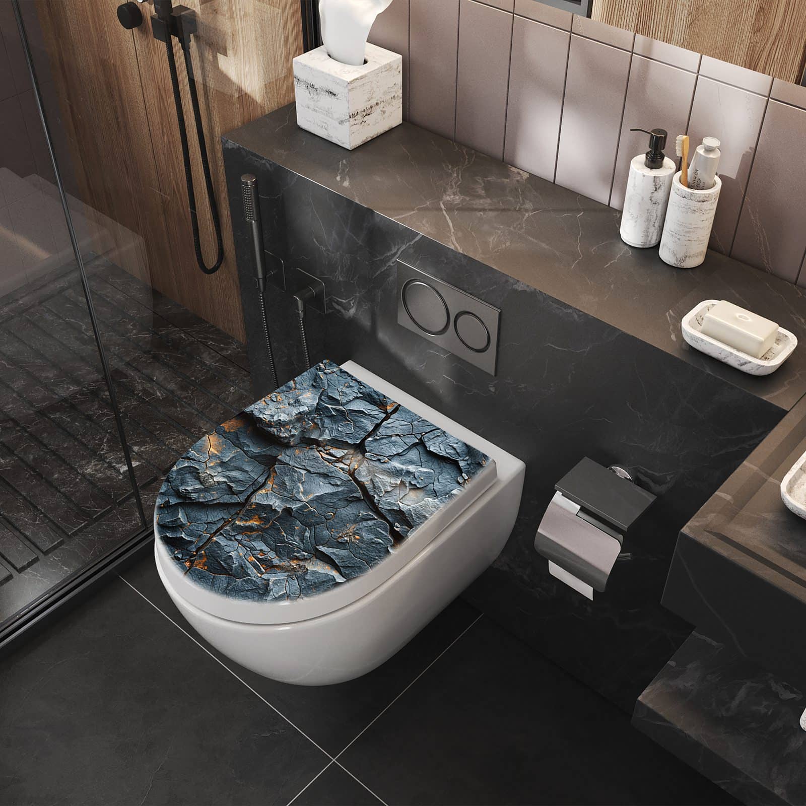 WC-Sitz mit Absenkautomatik Gesteinsformation