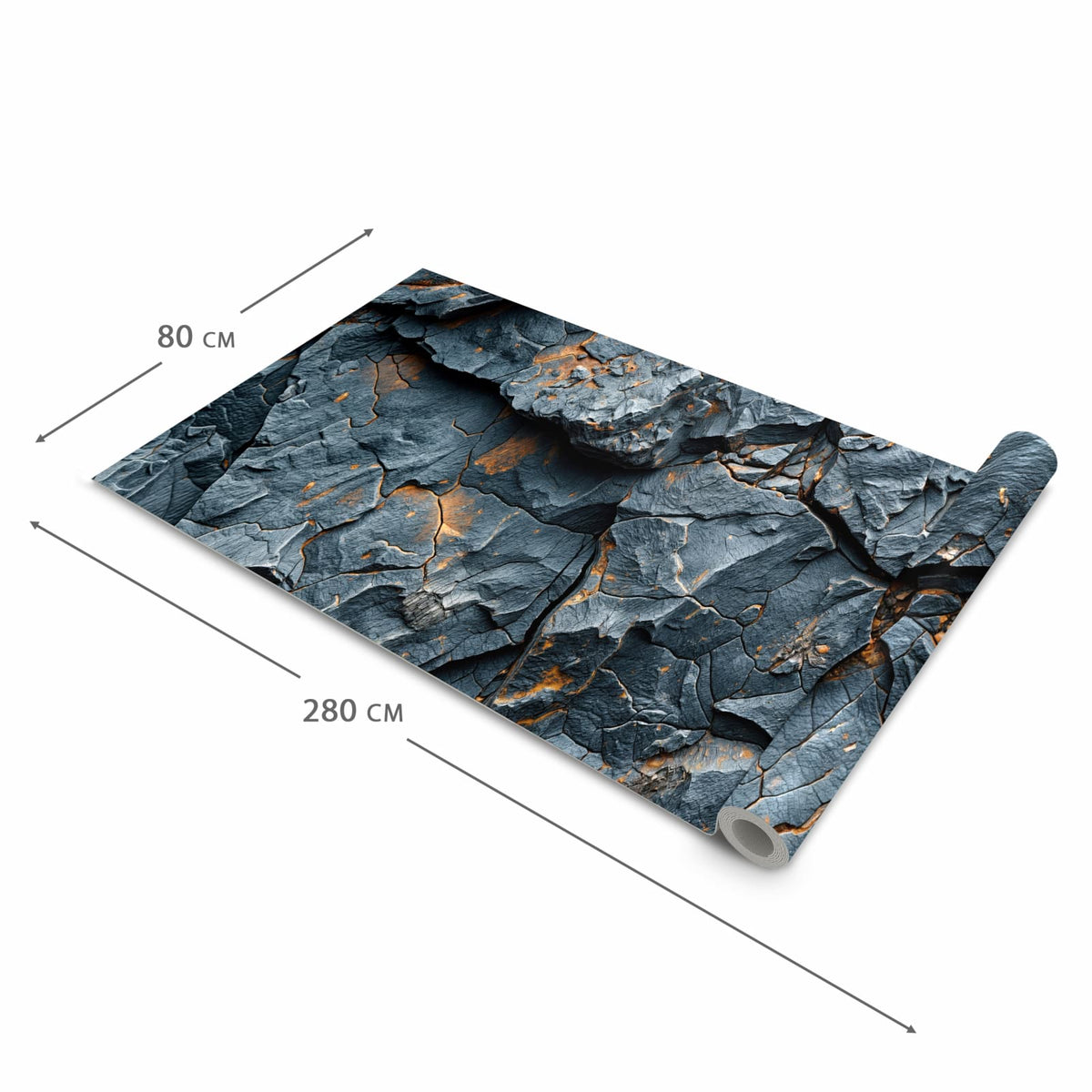 Rutschhemmender moderner Küchenläufer mit Motiv Gesteinsformation in der Grösse 80x200 cm