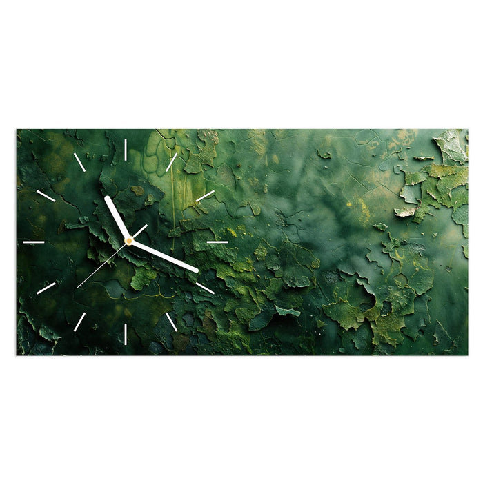 Wanduhr Verwitterte Holzoberfläche aus Glas – Querformat 60 × 30 cm mit Ziffernblatt Linie