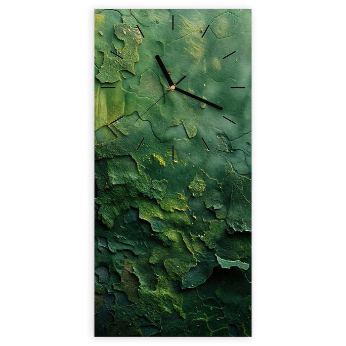 Wanduhr Verwitterte Holzoberfläche aus Glas – Hochformat 30 × 60 cm mit Ziffernblatt Linie