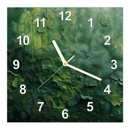 Wanduhr Quadratisch mit dem Motiv Abblätterndes Grün