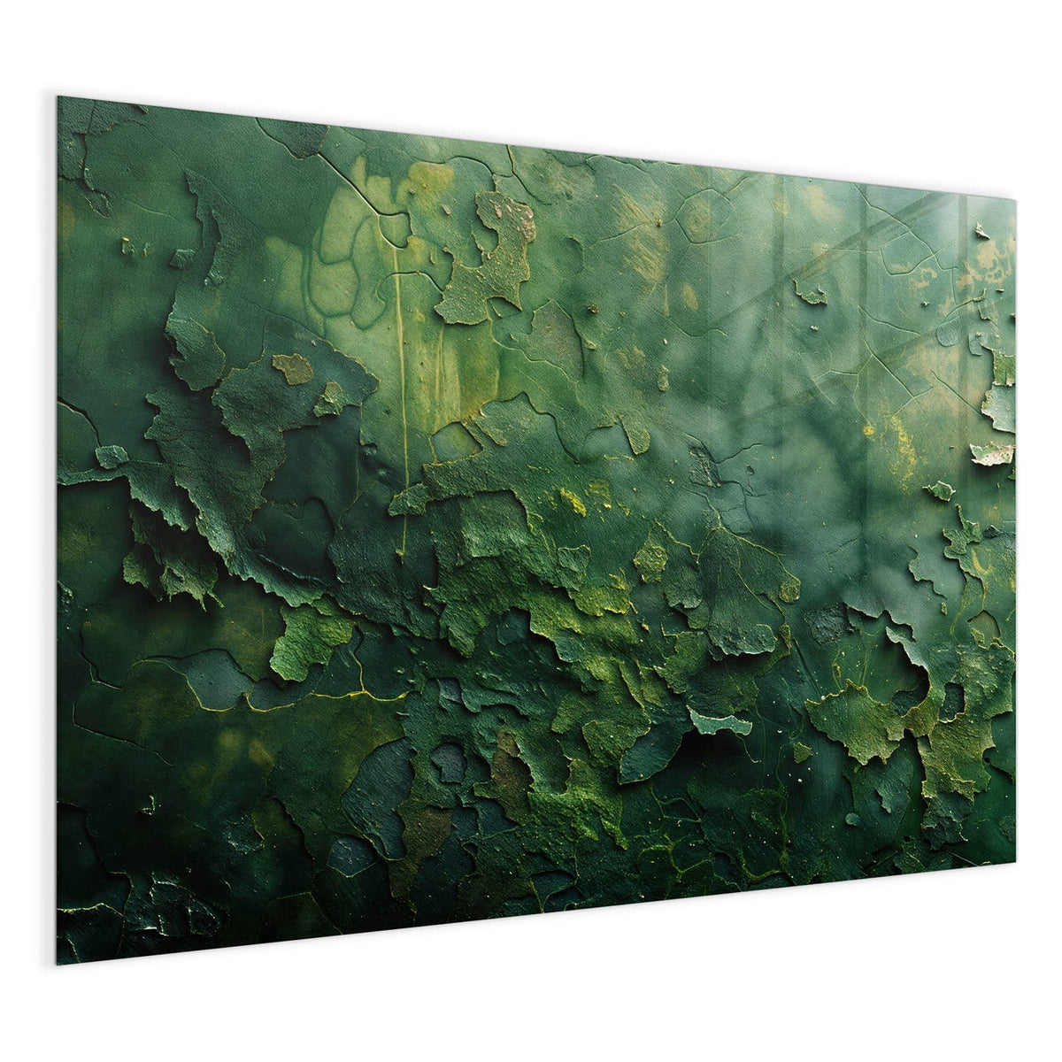 4 mm Glas statt lackiertem Blech – Glas Magnettafel - Abblätterndes Grün