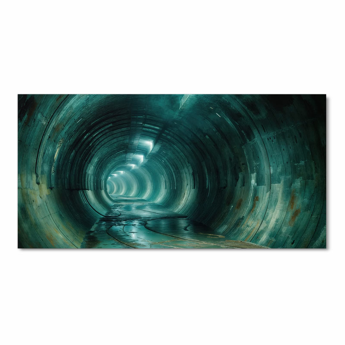 Zeitsparender waschbarer Küchenteppich mit Motiv Verlassener Tunnel in Frontansicht