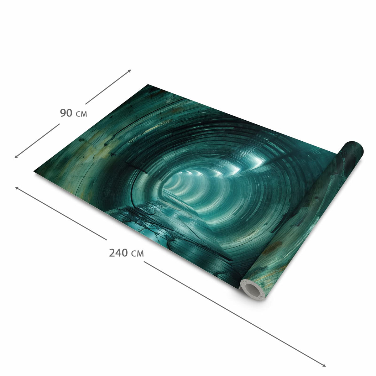 Waschbarer Teppich fürs Esszimmer mit Motiv Verlassener Tunnel in der Größe 60x90 cm