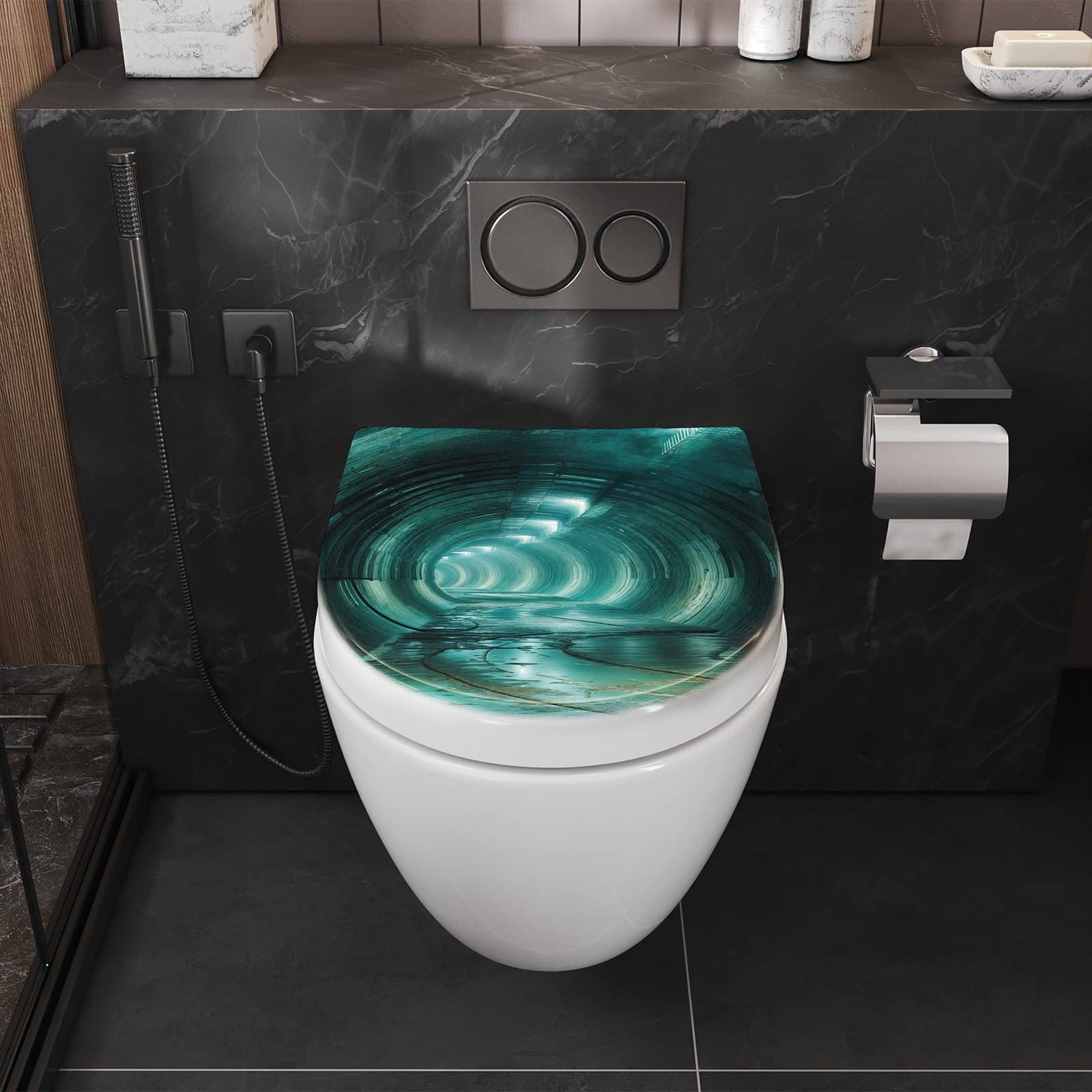 WC-Sitz mit Absenkautomatik Verlassener Tunnel