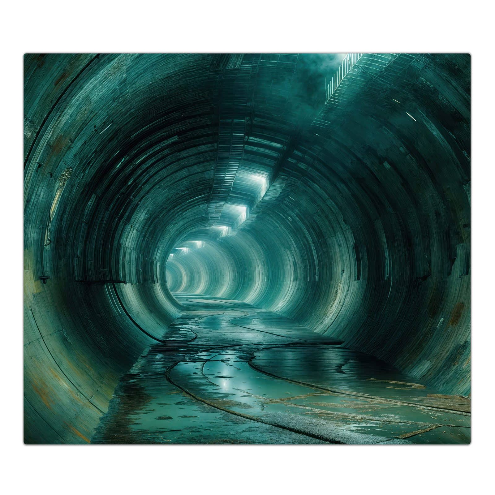 1-teilige Herdabdeckplatte aus Glas mit Verlassener Tunnel-Motiv in der Frontansicht