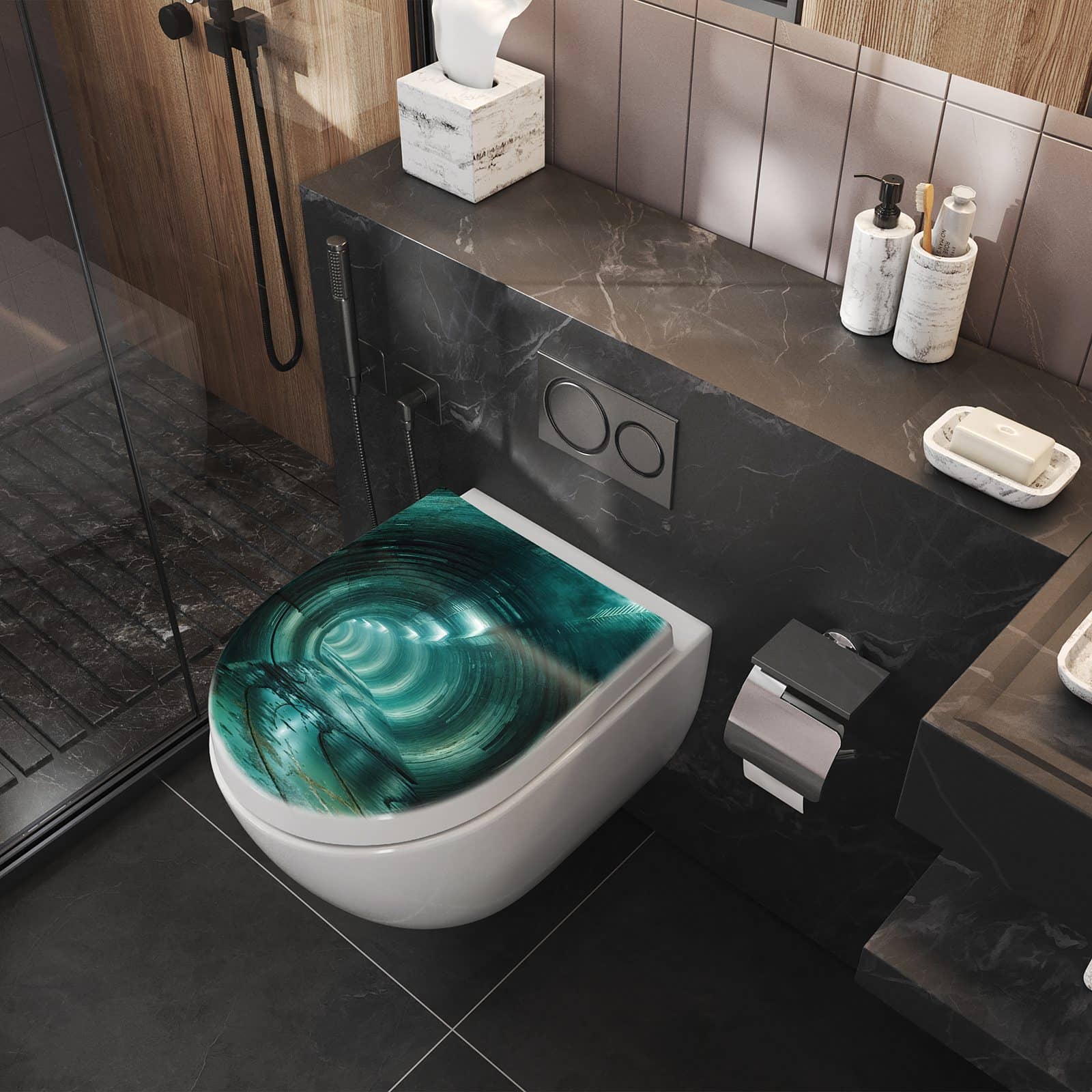 WC-Sitz mit Absenkautomatik Verlassener Tunnel