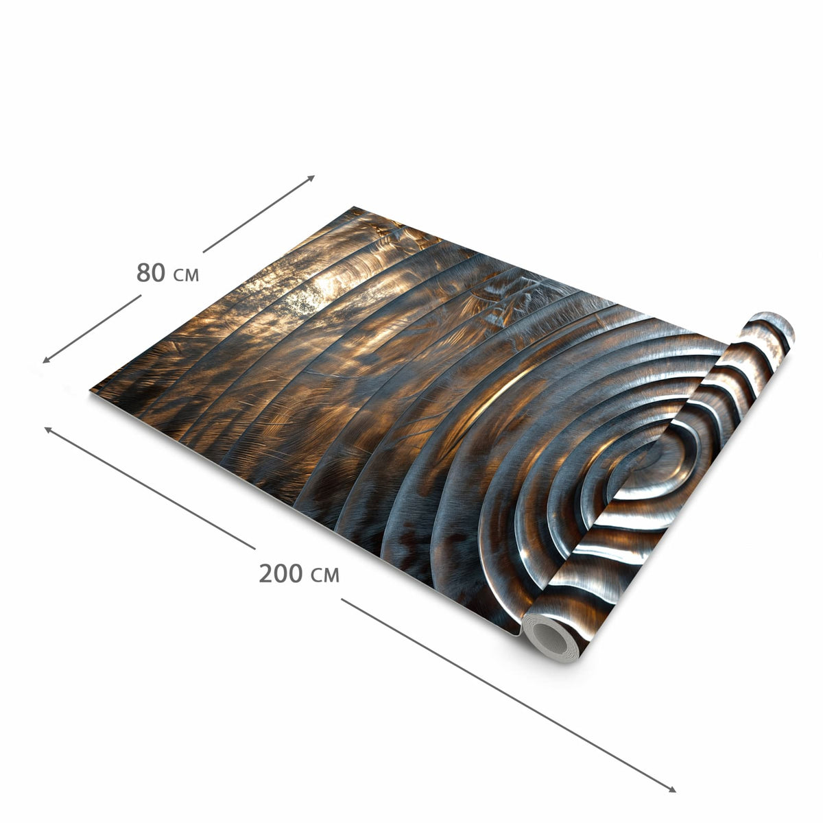 Zeitsparender Küchenteppich mit Motiv Metallische Spiralen in der Grösse 60x90 cm