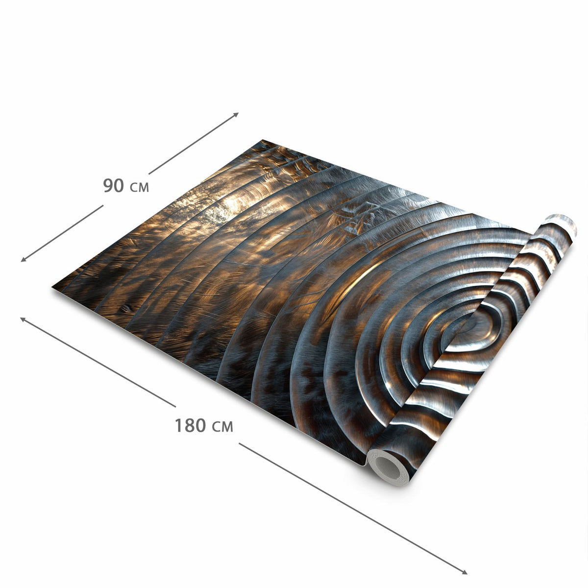 Komfortabler Küchenteppich mit Motiv Metallische Spiralen in der Grösse 60x90 cm
