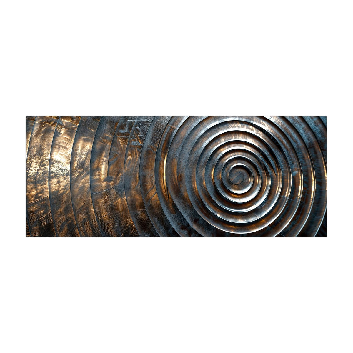 Küchenrückwand aus Glas Metallringe im Hochformat, Motiv bildfüllend von vorn