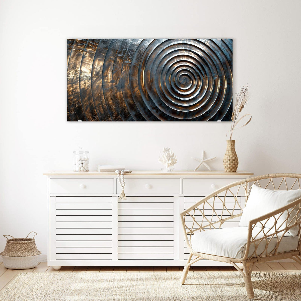 Echtglas, 4 mm – kein Acryl, keine Folie – Wandbild - Metallringe - Querformat