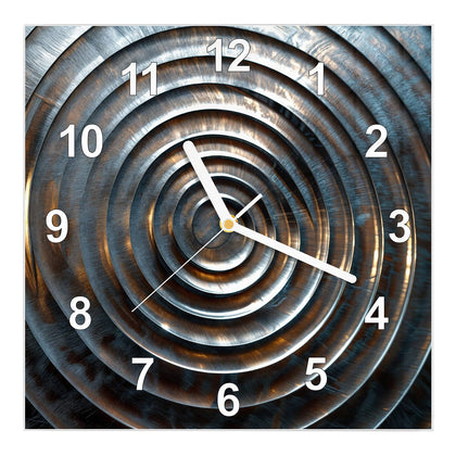 Wanduhr Quadratisch mit dem Motiv Metallringe