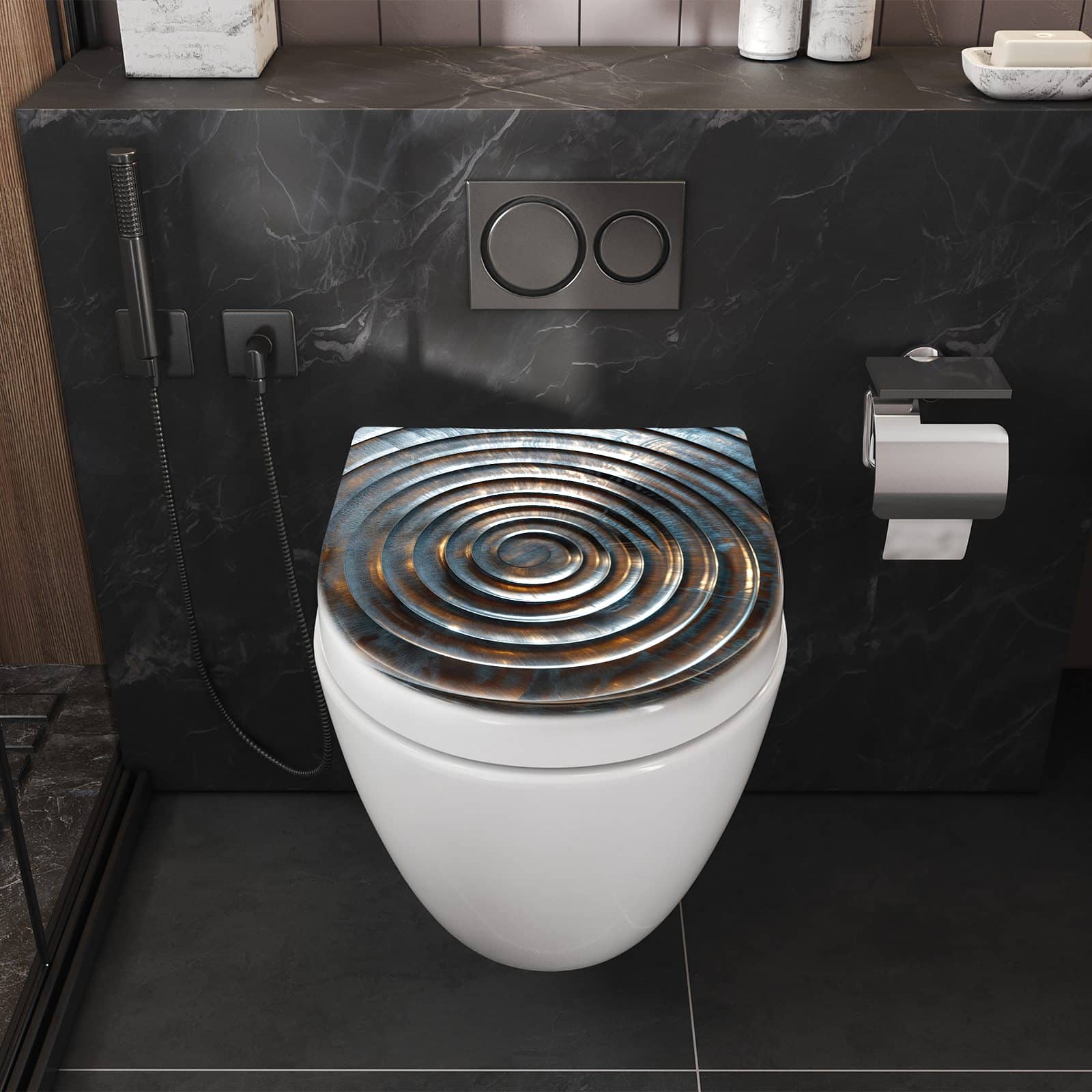 WC-Sitz mit Absenkautomatik Metallische Spiralen