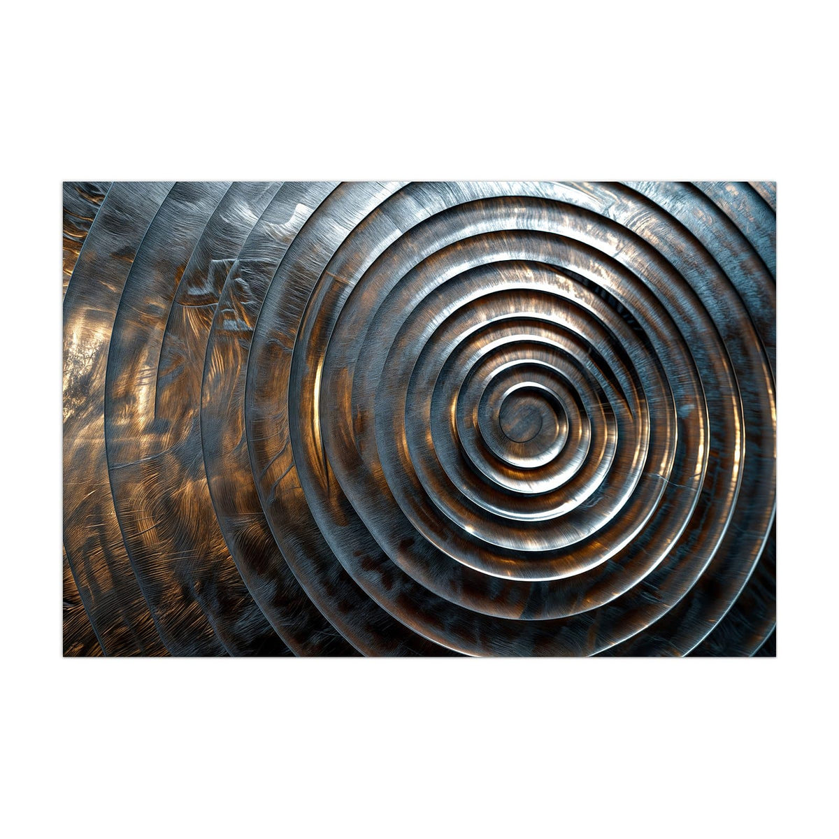 Küchenrückwand aus Glas Metallringe im Hochformat, Motiv bildfüllend von vorn