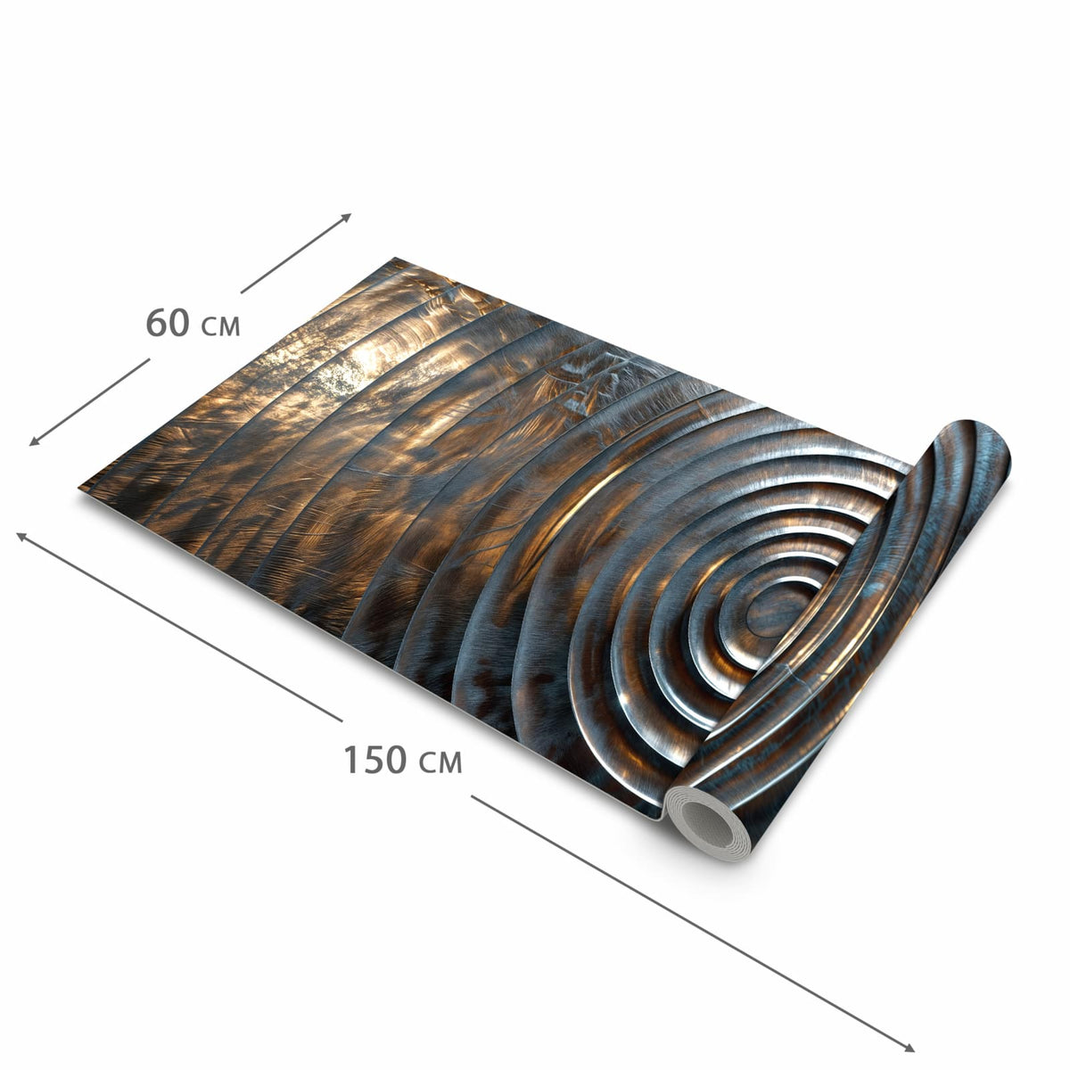 Bodenschonender Küchenteppich mit Motiv Metallische Spiralen in der Größe 60x90 cm