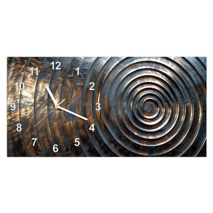 Wanduhr Metallische Spiralen aus Glas – Querformat 60 × 30 cm mit Ziffernblatt Modern