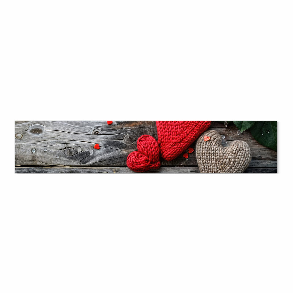 Pflegeleichter Küchenläufer mit Motiv Rote Rosen und Herzen in Frontansicht